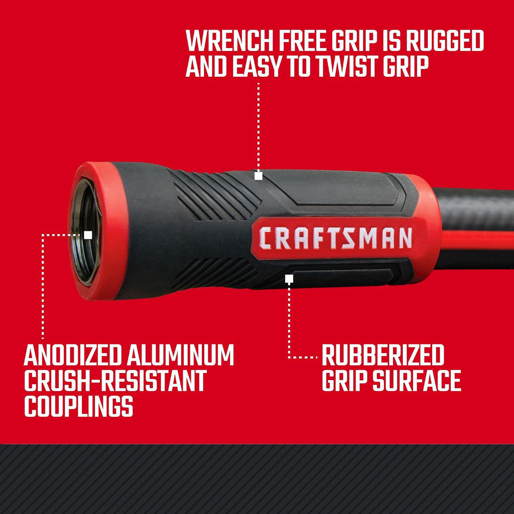 Craftsman Heavy Duty Professional Grade Black Garden Hose, 100 Feet x 5/8 Inch