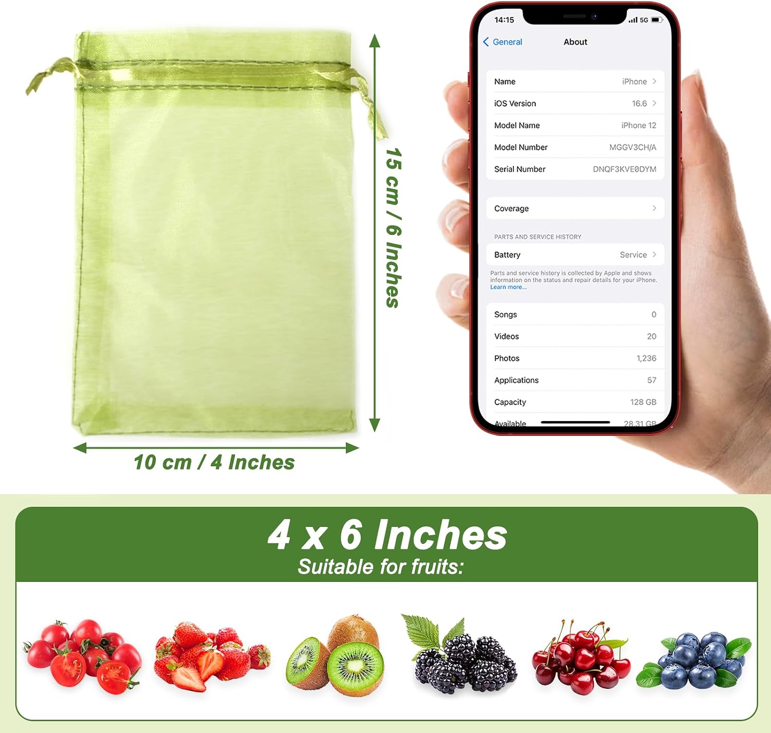 500 Pcs Fruit Protection Bags 4 x 6 Inches | Drawstring Mesh Fruit Protection Bags, Fruit Netting Bags for Protecting