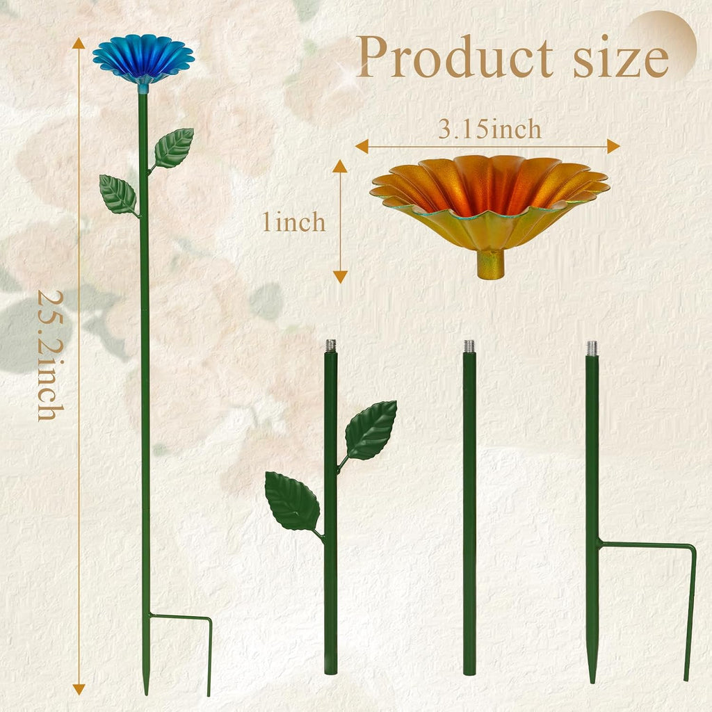 8 Pack Bee Watering Station, Bee Bath for Garden Outdoor Yard Decor | Metal Bee Water Feeder with Flower Design