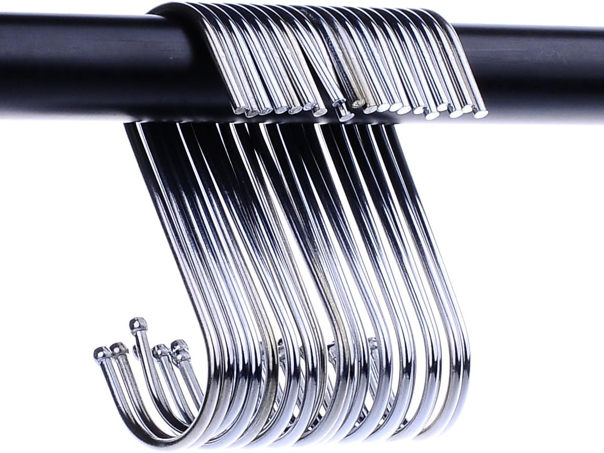 120 Pack 3.5 inch Heavy Duty S Hooks - Plants, Outdoor, Light, Cup, Large Hangers for Kitchen, Bathroom, Bedroom and