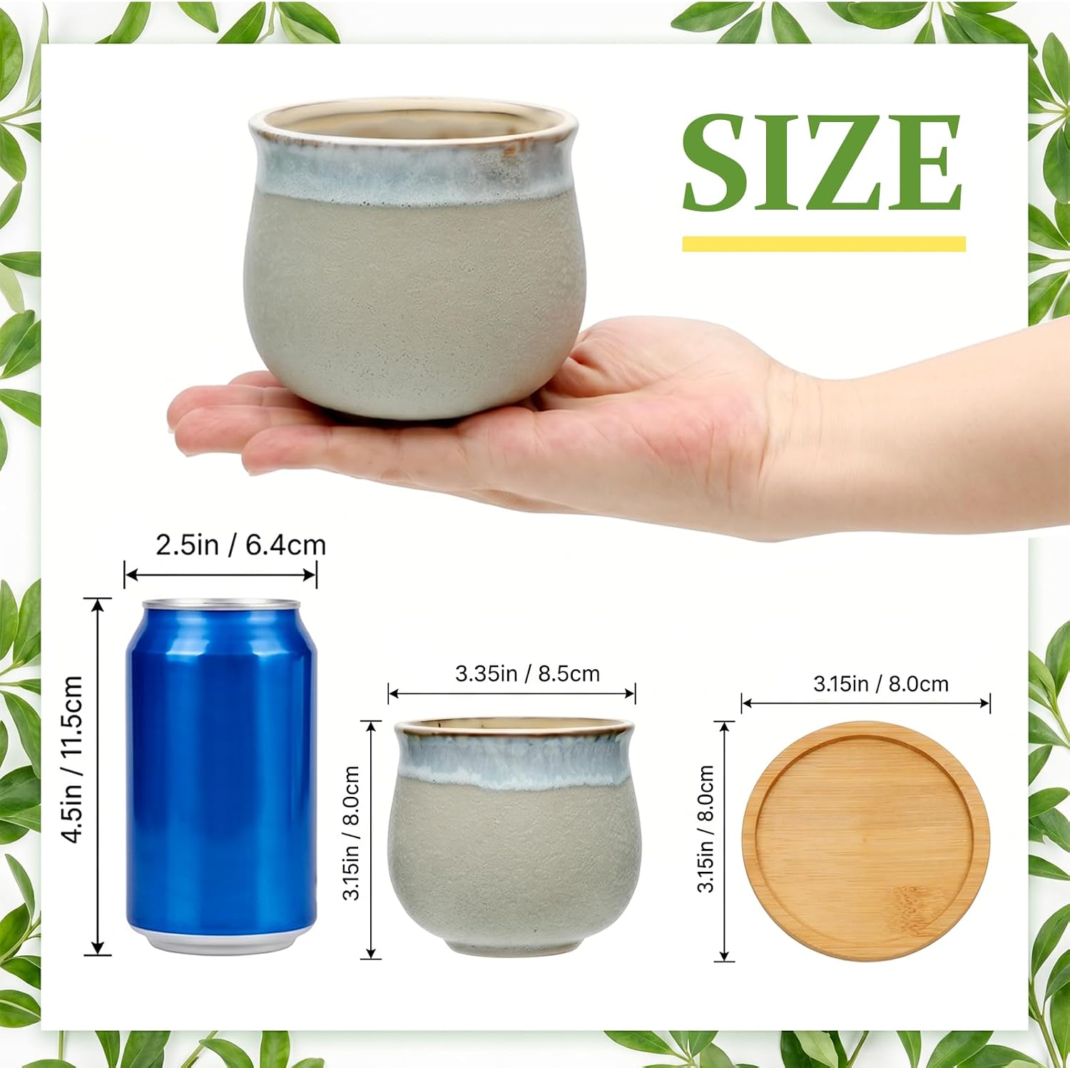 3.5 Inch Succulent Pot with Drainage,Planting/Flower Pots | Small Planter Pot for Mini Plant Ceramic Flowing Glaze Base