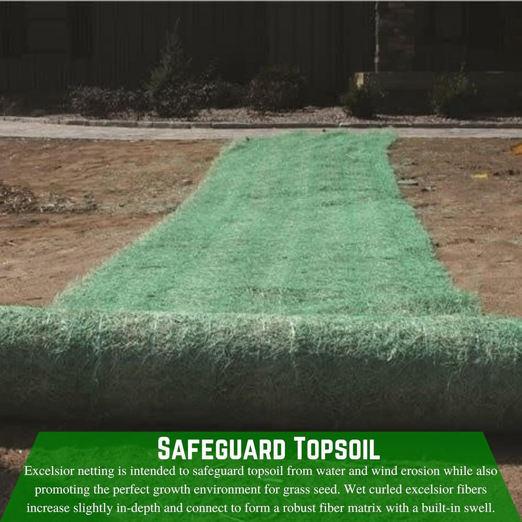 Farm Plastic Supply - American Excelsior QuickGrass Pro - Green Erosion Control Blanket Landscape Roll, Erosion Control