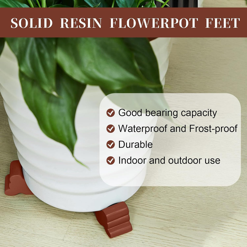 Kigeli 12 Pcs Resin Pot Feet for Outdoor Planters 3 Inch Long 1.5 Inch Tall Flower Handmade Elevator Plant Feet Frost