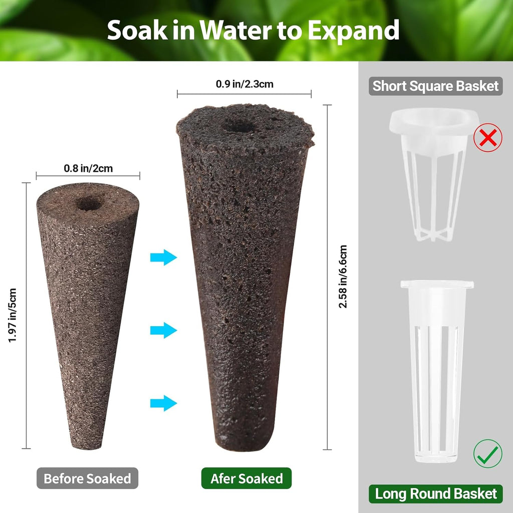 Growell 280Pcs Hydroponic Pods Kit, Seed Starter Refill for Indoor Garden | 140 Grow Sponges & 140 Pod Labels