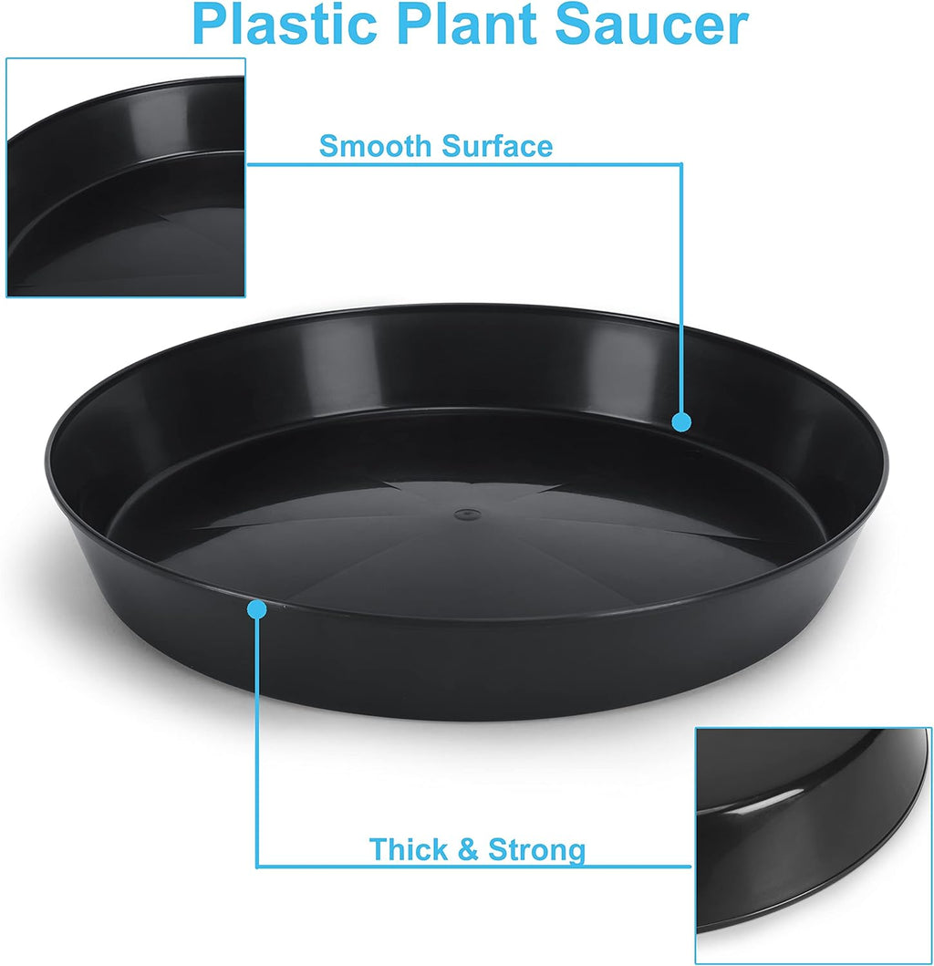 18 Inch (16.3 Inch Base), Black | Case of 2, Plant Saucer
