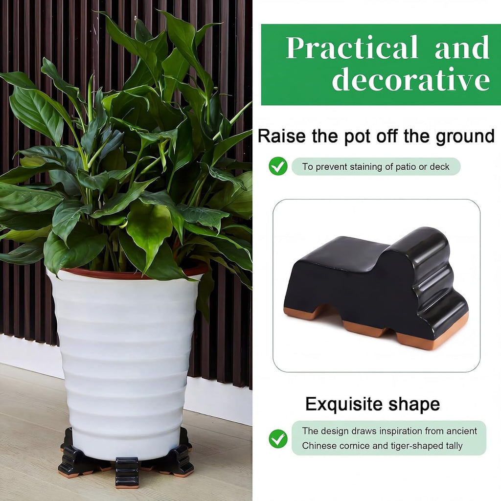 Kigeli 6 Pcs Resin Garden Pot Feet for Outdoor Planters 3 Inch Long 1.5 Inch Tall Flower Handmade Elevator Plant Feet