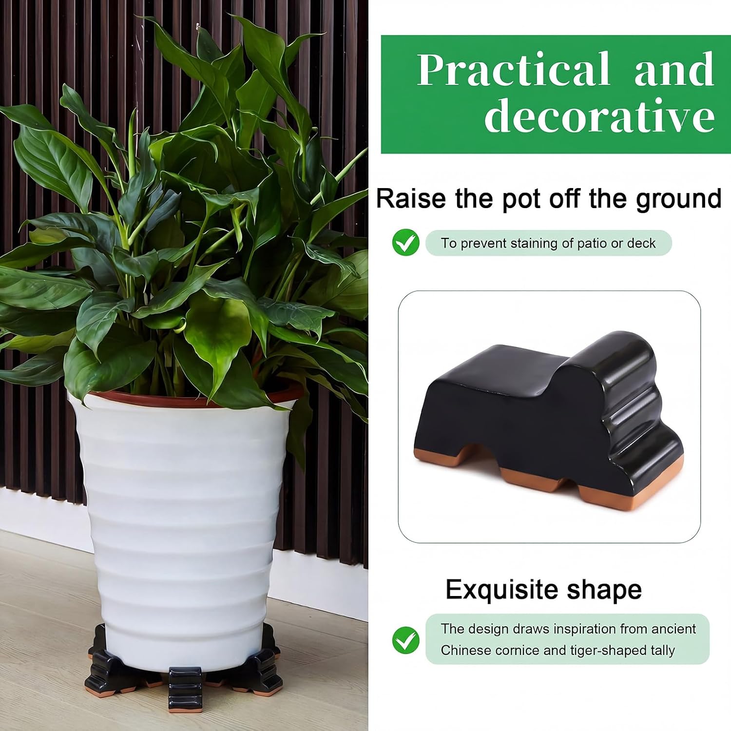 Kigeli 6 Pcs Resin Garden Pot Feet for Outdoor Planters 3 Inch Long 1.5 Inch Tall Flower Handmade Elevator Plant Feet