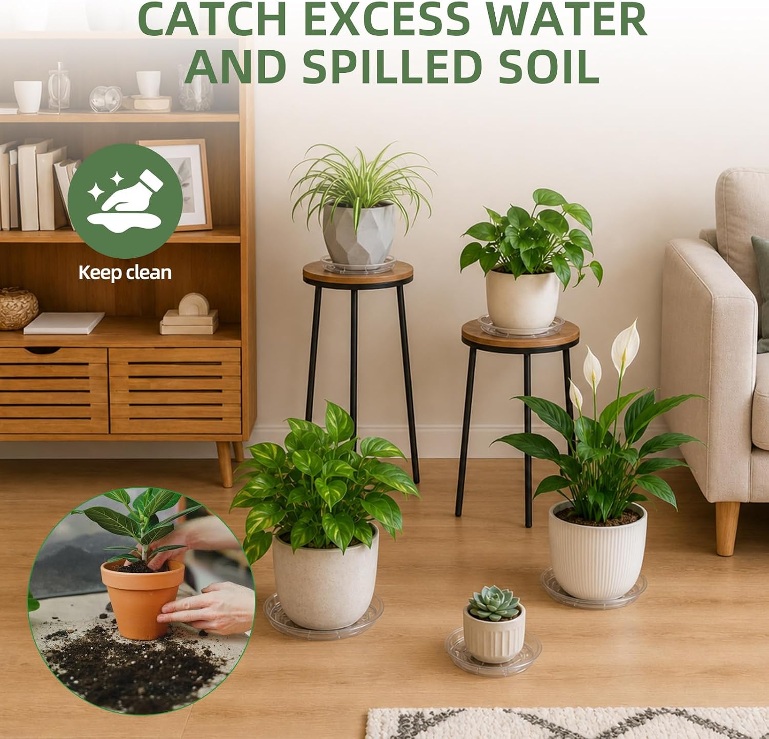 10 Pack Clear Plant Saucer Versatile Clear Plastic Plant Pot Saucer Set Multiple Clear and Transparent for Indoor and