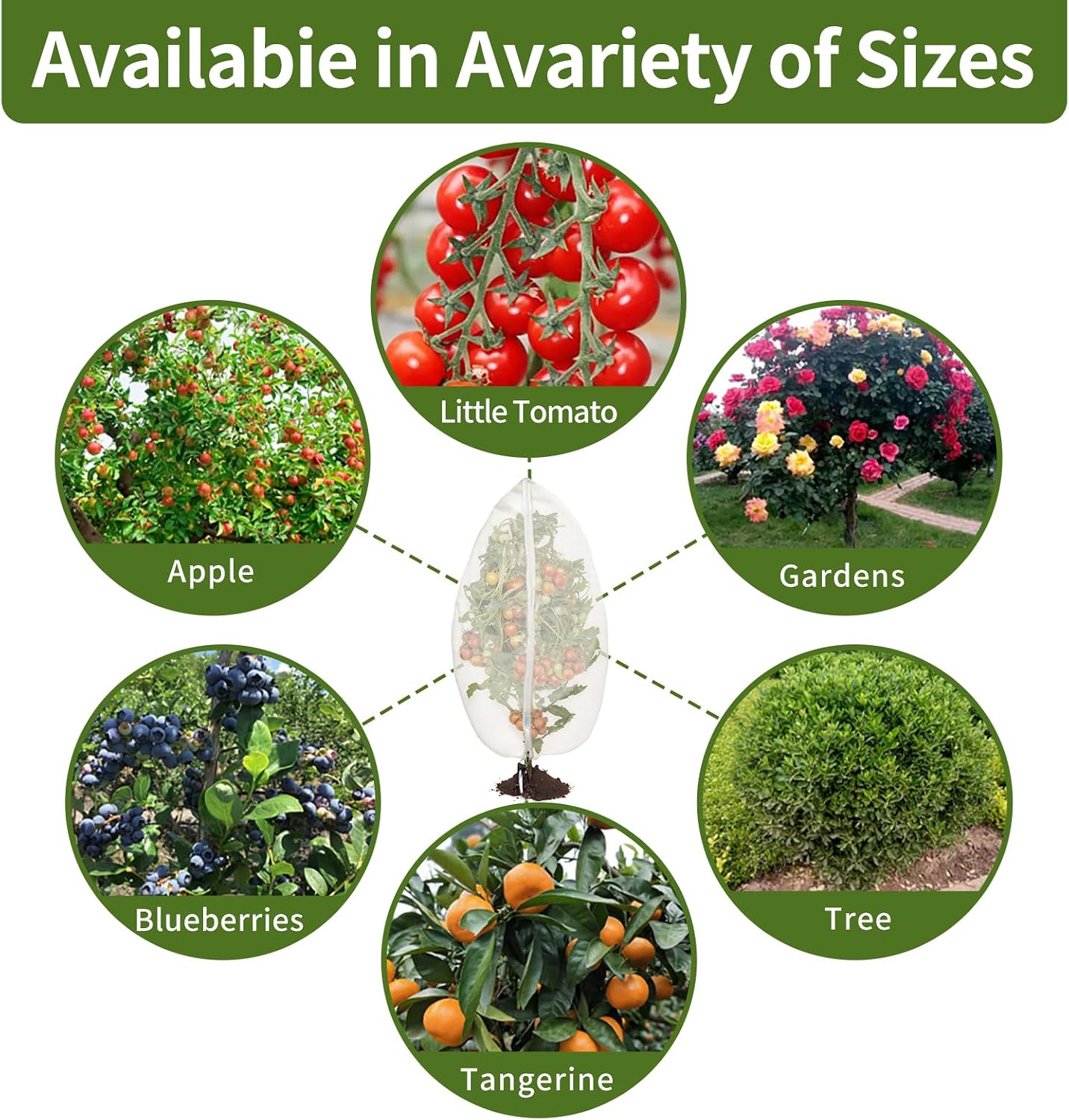 2 Pcs 6x6ft Fruit Tree Covers with Zipper and Drawstring,Nets to Protect Garden Blueberry Bushes from Birds and