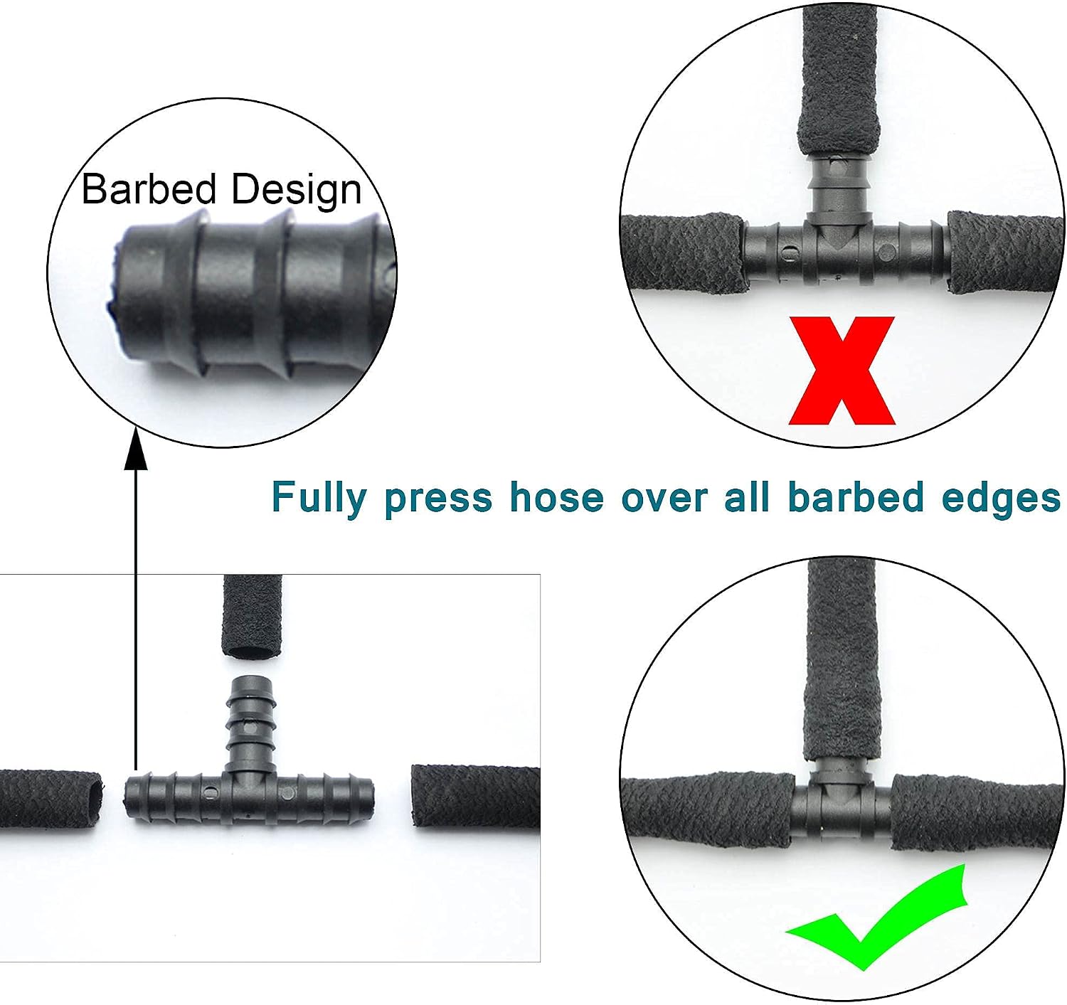 Garden Soaker Hose 100ft 1/2" Short Rubber Drip Hoses Soaking, Heavy Duty Round Water Seeper Soaker Hoses Kit For Trees