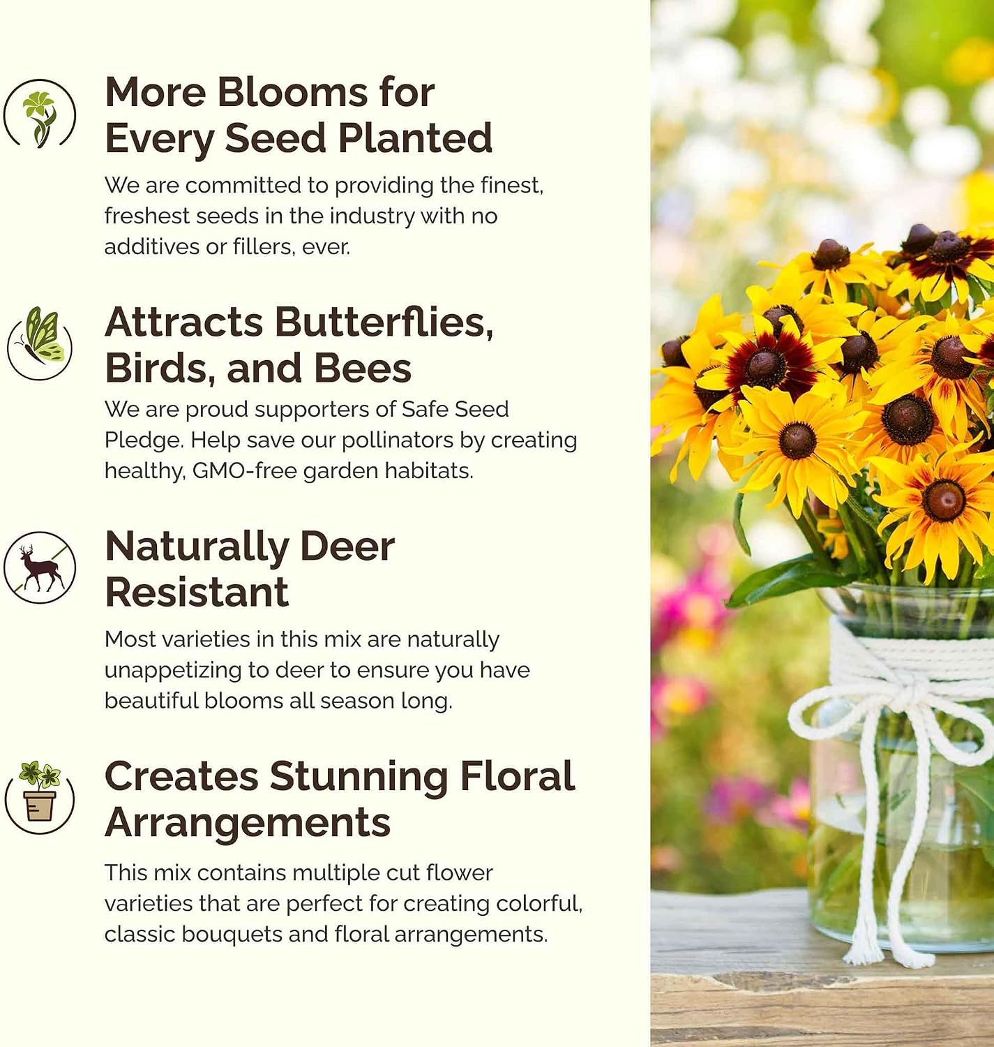 Eden Brothers Midwest Wildflower Mixed Seeds for Planting, 5 lb | 2,400,000+ Seeds with Cornflower, Candytuft, Mexican