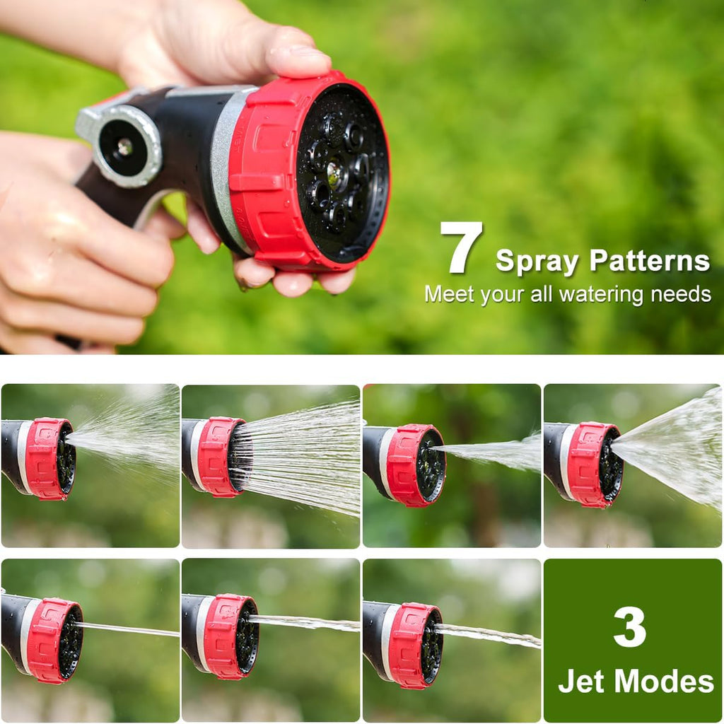 FANHAO Professional Garden Hose Nozzle Heavy Duty Metal, Thumb Control Spray Nozzle with 7 Patterns, High Pressure
