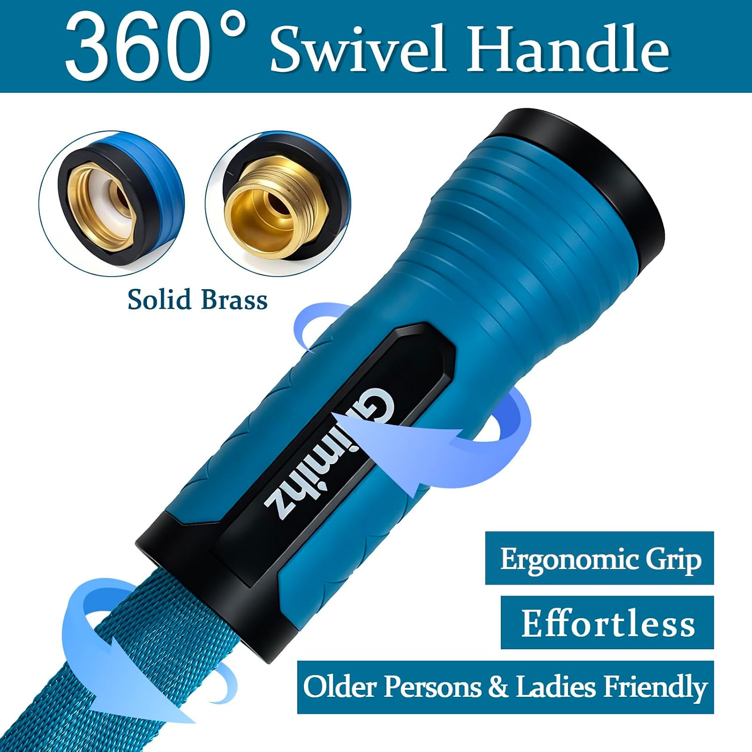 Garden Hose 50 ft, Made of TPE (BetterThan PVC/Hybrid Polymer), Lightweight yet Durable Water Hose with Ergonomic Grip
