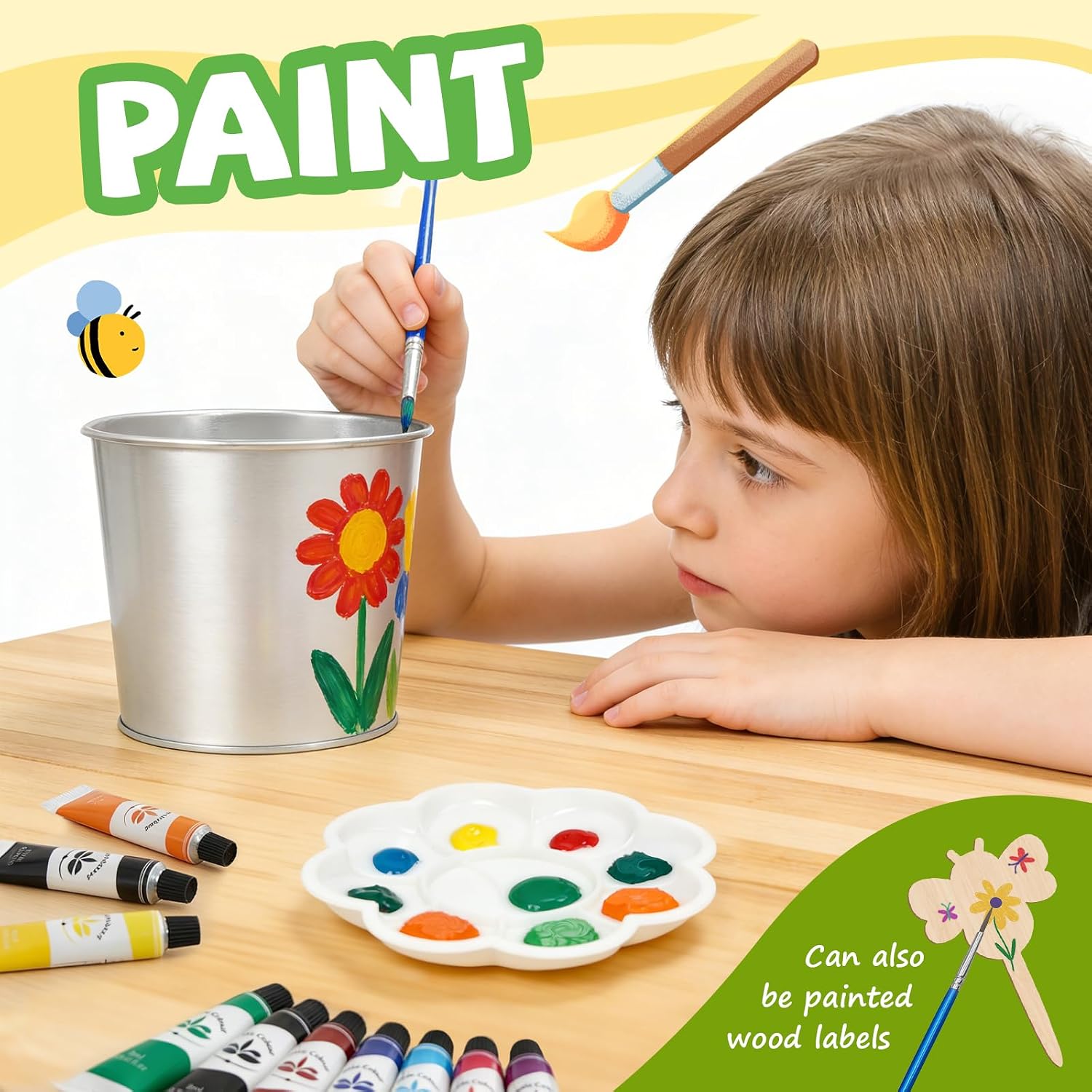 Paint & Plant Flower Growing Kit for Kids - Easter Gifts for Kids Gardening Set with 4 Pots - Unique Birthday, Crafts &