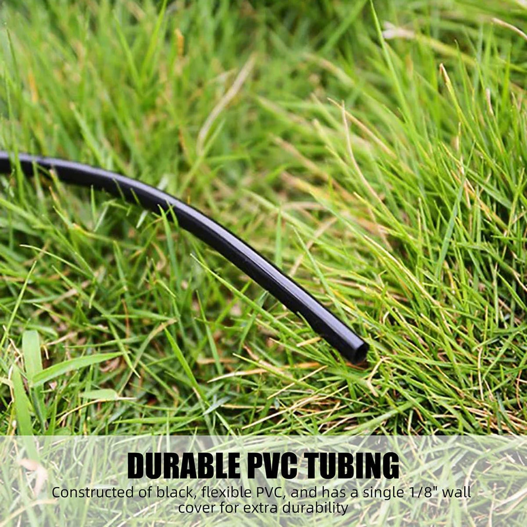 Black Vinyl Tubing 1/2" ID × 5/8" OD - 50 ft PVC Flexible Plastic Tube Hybrid Hose with 4 Stainless Clamps, Transfer
