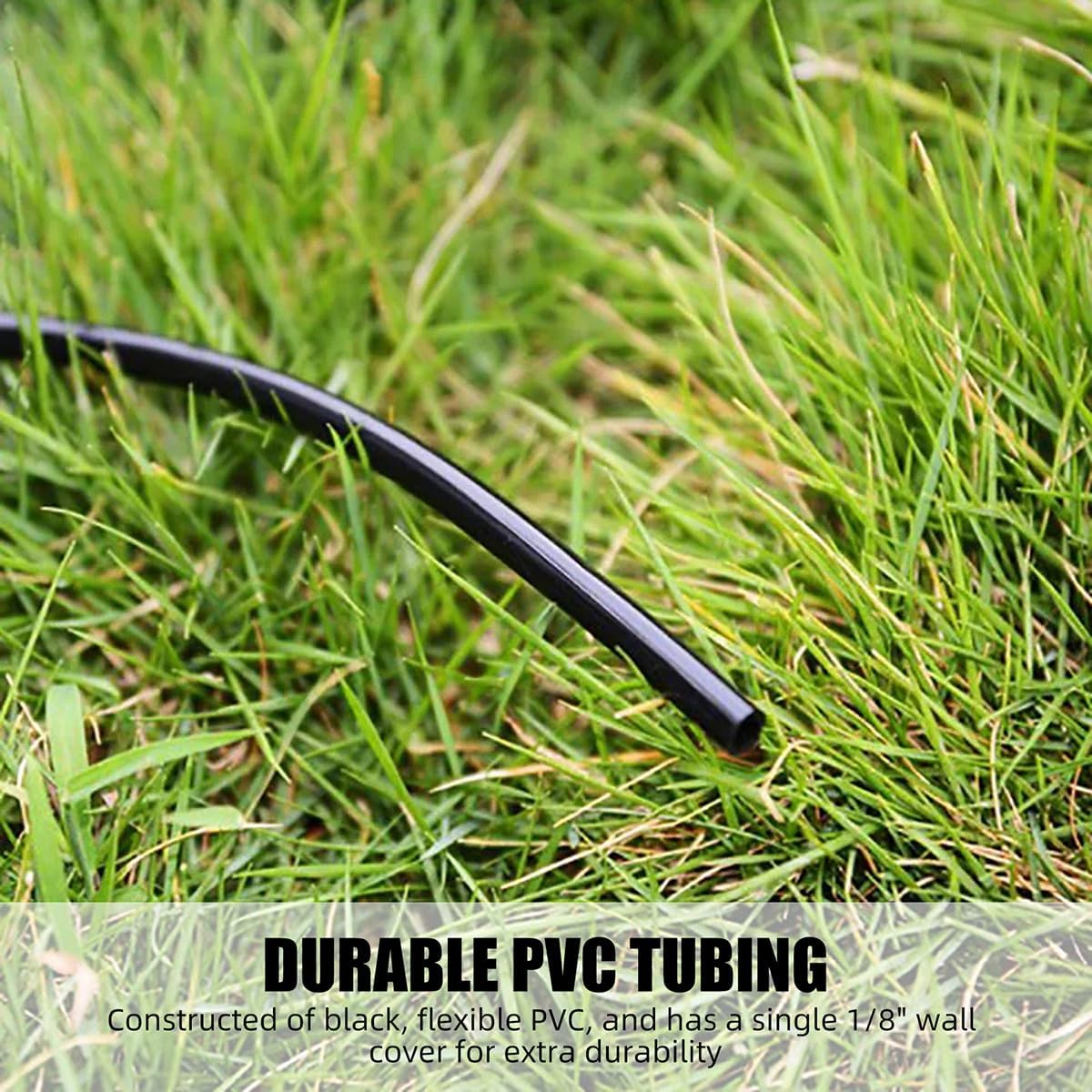 Black Vinyl Tubing 1/2" ID × 5/8" OD - 50 ft PVC Flexible Plastic Tube Hybrid Hose with 4 Stainless Clamps, Transfer