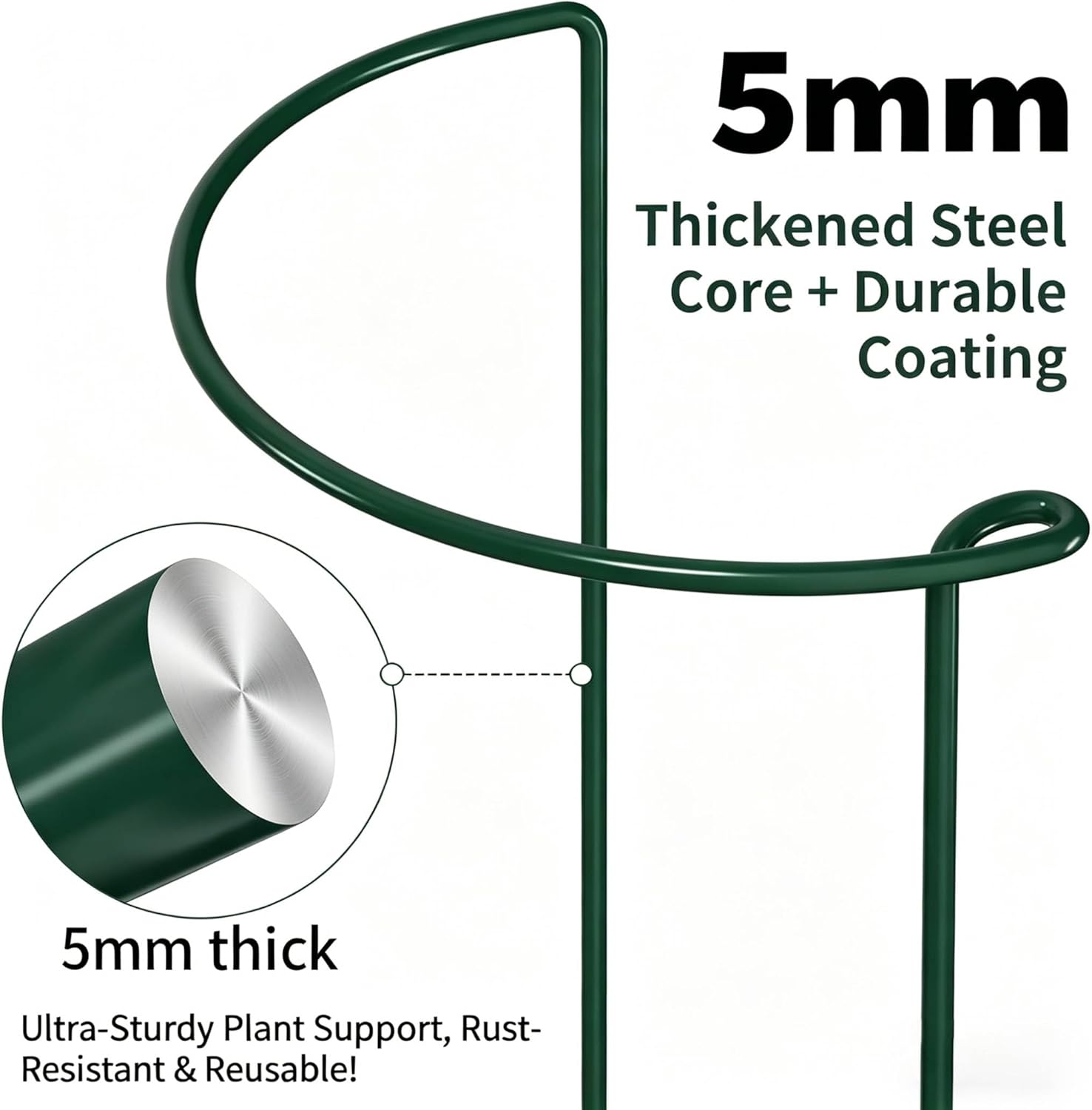 AMAGABELI 12 Pack 24 Inch Plant Support Stakes Peony Cage Heavy Duty Ring Metal Garden Support Structures Plant Cage