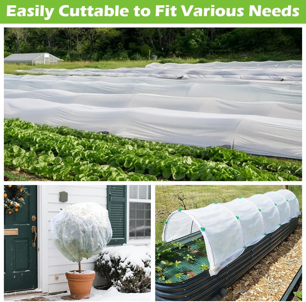 BTPLASTIK Frost Protection Covers for Outdoor Plants 10 x 100Ft, Winter Plant Blankets Freeze Cloths, Folded Rolling