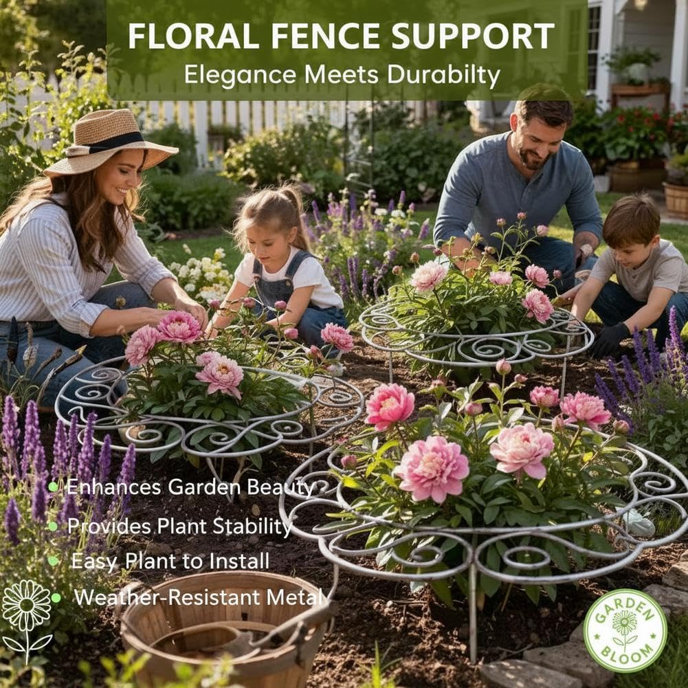Metal Plant Support Ring, Garden Plants Support Stakes for Flowers Vegetables, Iron Plant Cage, Peony Cage Stand