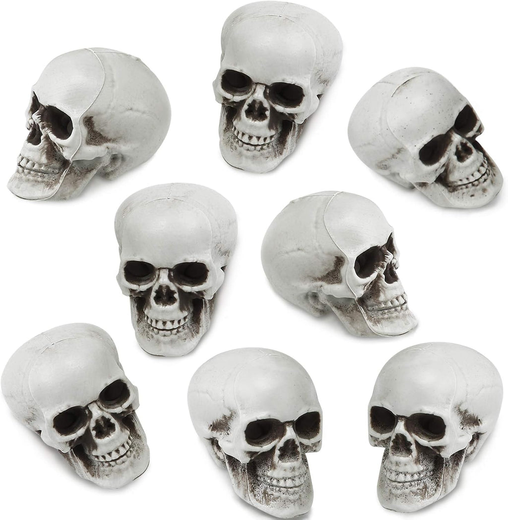 Boao 8 Pcs Halloween Small Skull Heads, 2.4 in Skeleton Skulls for Decor