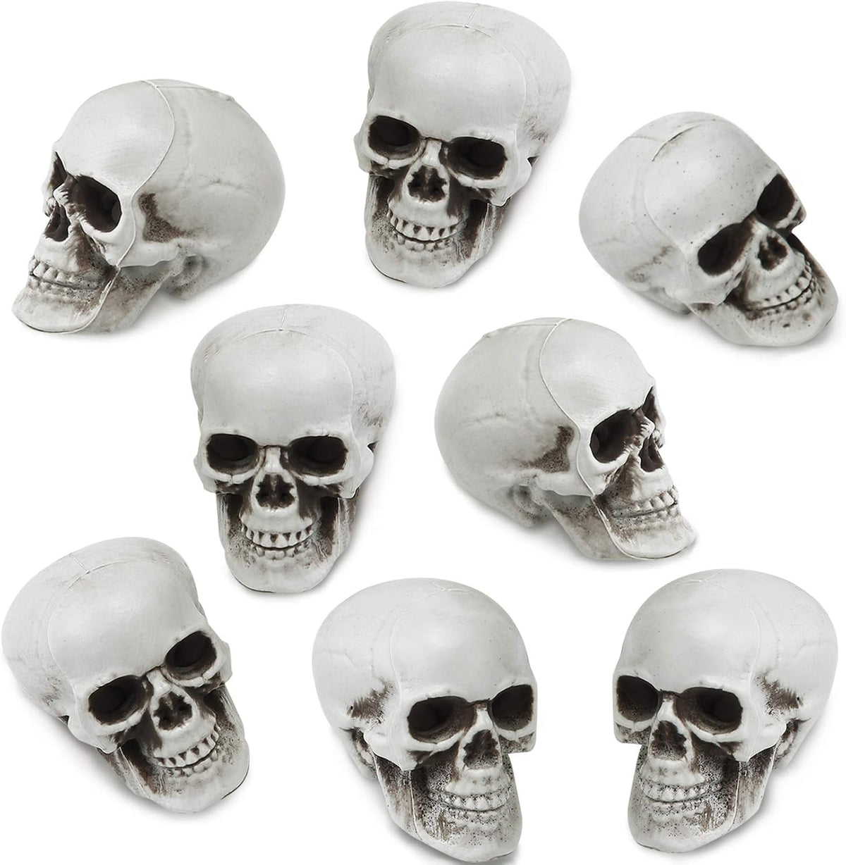 Boao 8 Pcs Halloween Small Skull Heads, 2.4 in Skeleton Skulls for Decor