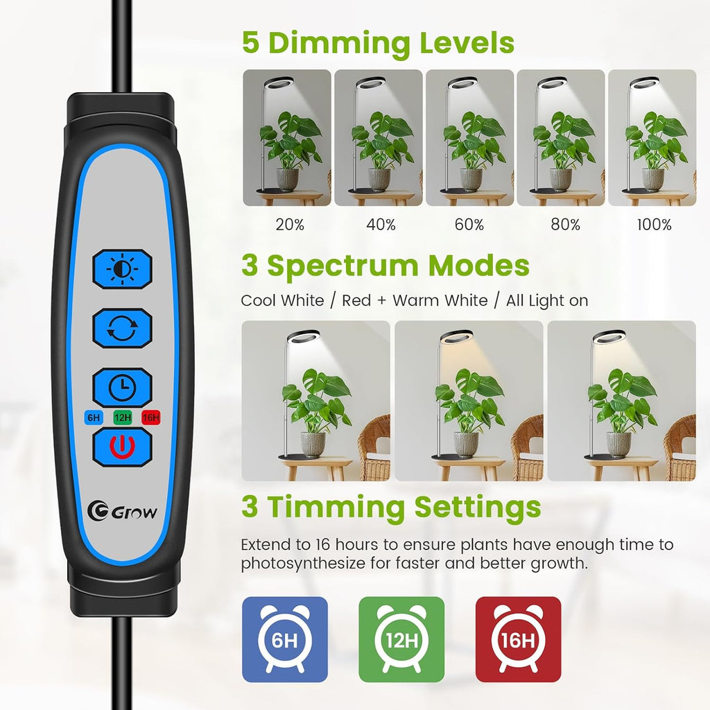 Kullsinss 6.3in Plant Lights for Indoor Growing, 80 LEDs Full Spectrum | Black Desk Plant Light with 2 Mounting