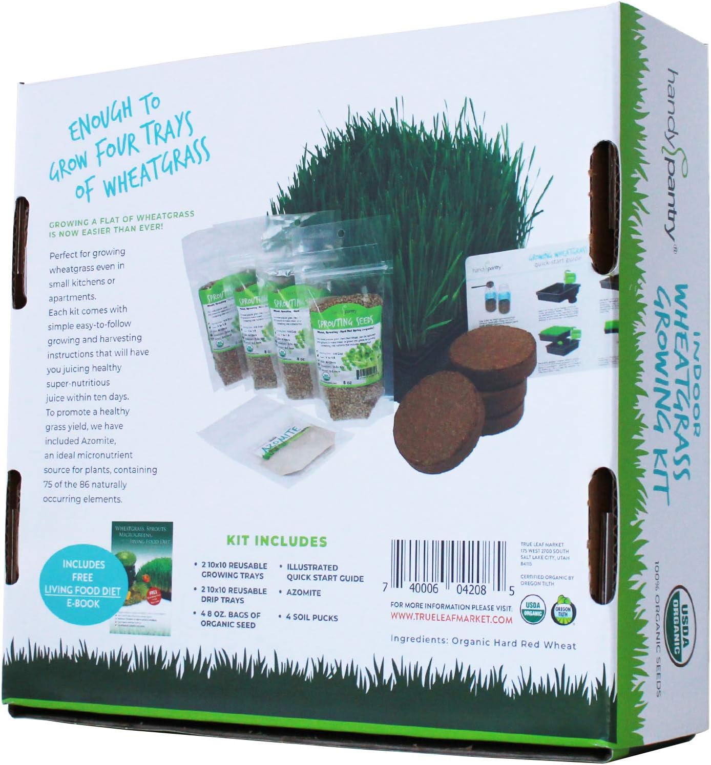 Handy Pantry Organic Wheatgrass Growing Starter Kit Grow & Juice Wheat | Grass Includes Non-GMO, Organic Wheatgrass