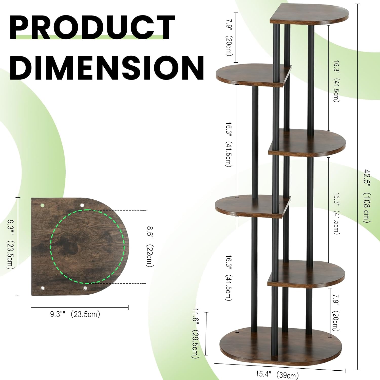 Tiered Plant Stand Indoor, Tall 6 Tier 7 Potted Wooden Plant Shelf for Multiple Flower Plants, Multi Corner Metal Plant