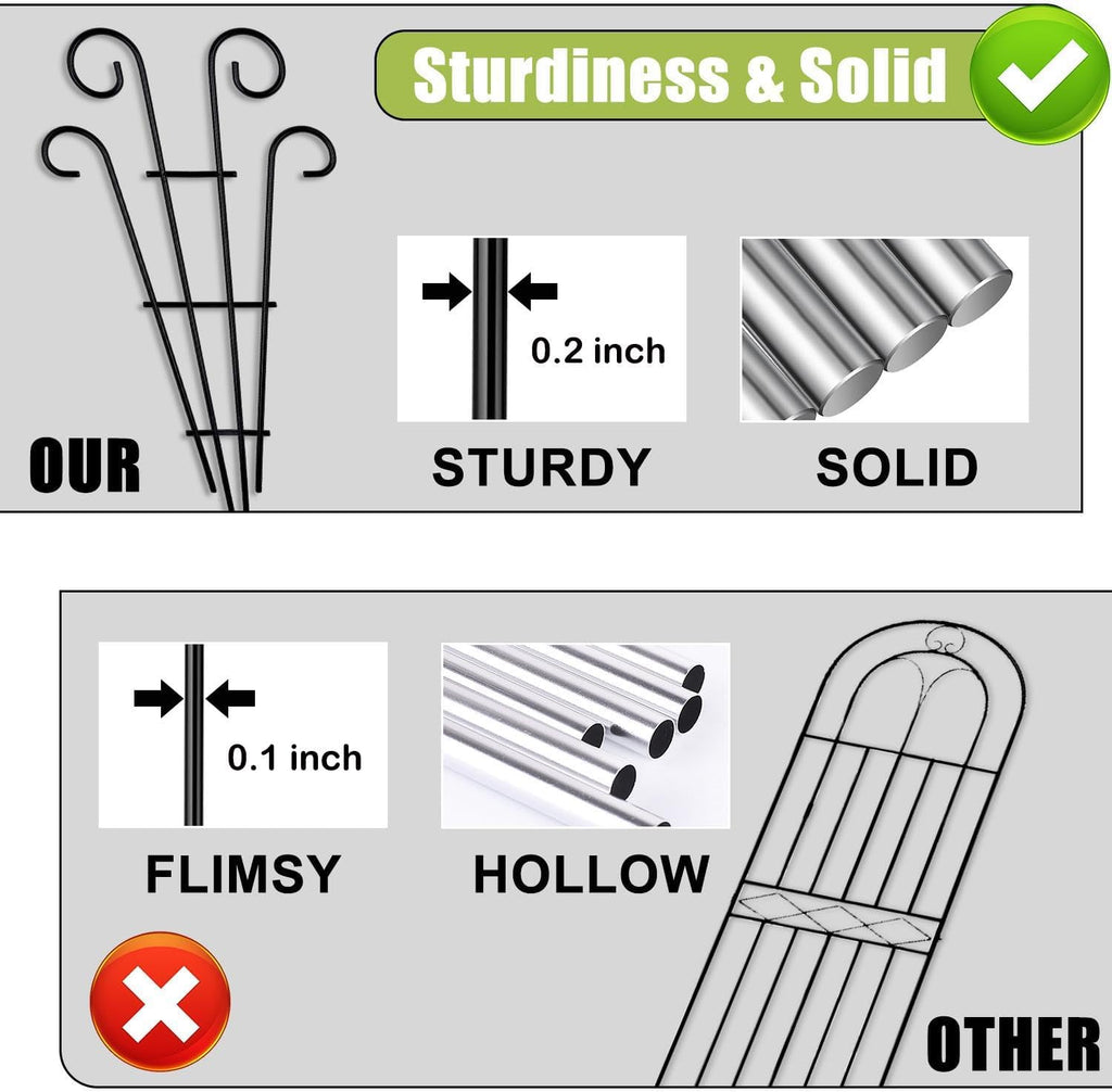 2 Pack 31 Inch Black Coated Wave Pot Metal Trellis Stakes for Climbing Plants Patio Plant Support for Outdoor,Rose