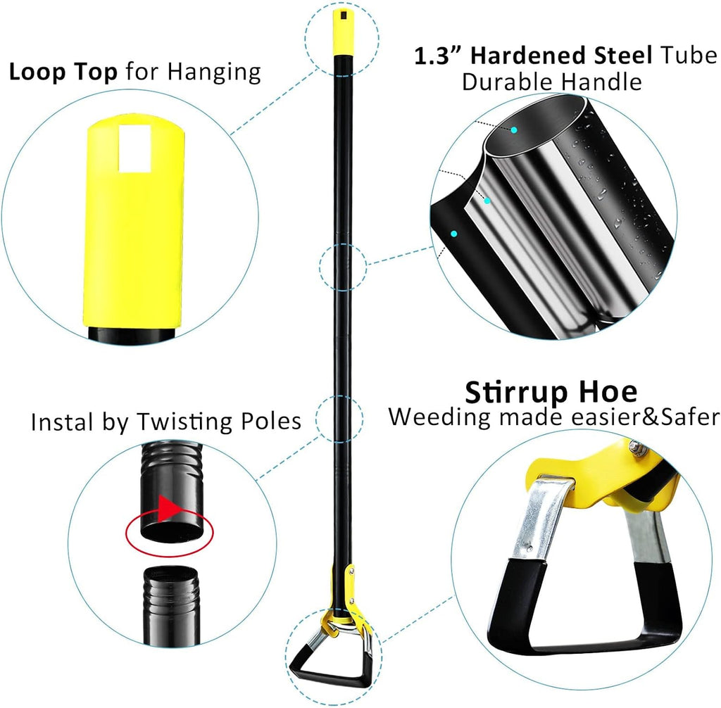 DonSail Hoe Garden Tool -Scuffle Garden Hoes for Weeding Gardening Long Handle Heavy Duty - Adjustable Weeding Loop