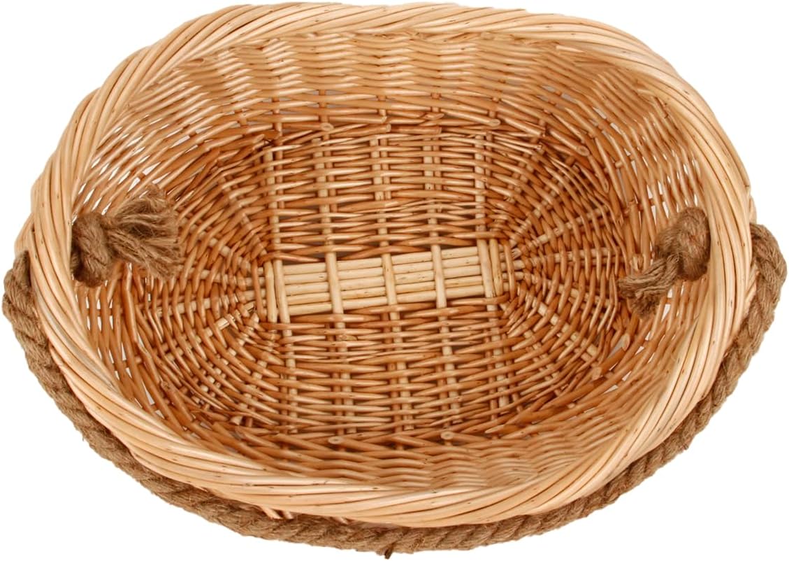 JJSQ Wicker Woven Basket with Jute Rope Handle Garden Harvest Basket Wicker Storage Baskets for Picnic, Easter