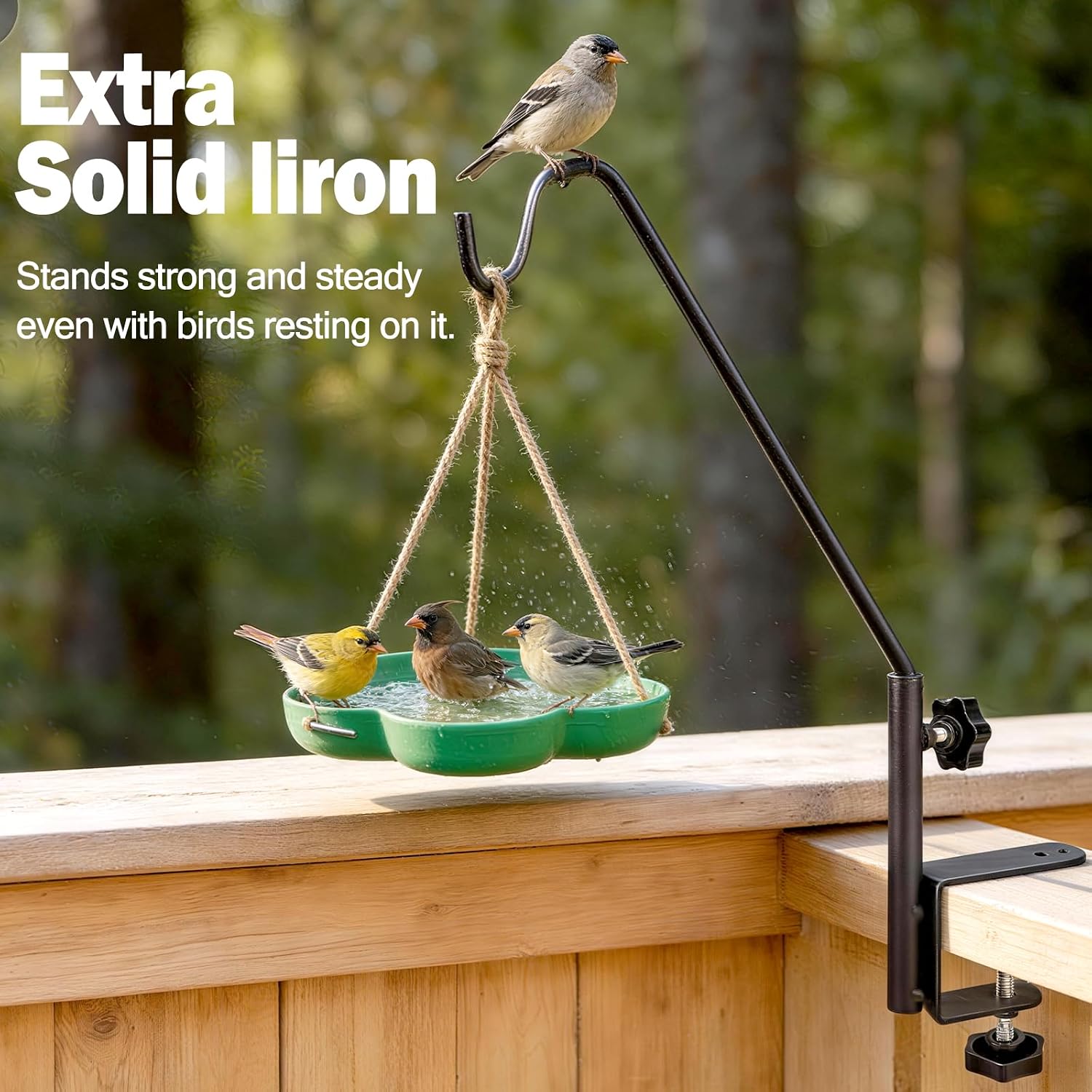 15 Inch Deck Hooks Hanger for Railing 2 PCS, 360° Swivel Adjustable | Heavy Duty Solid Shepherds Hooks for Outdoor