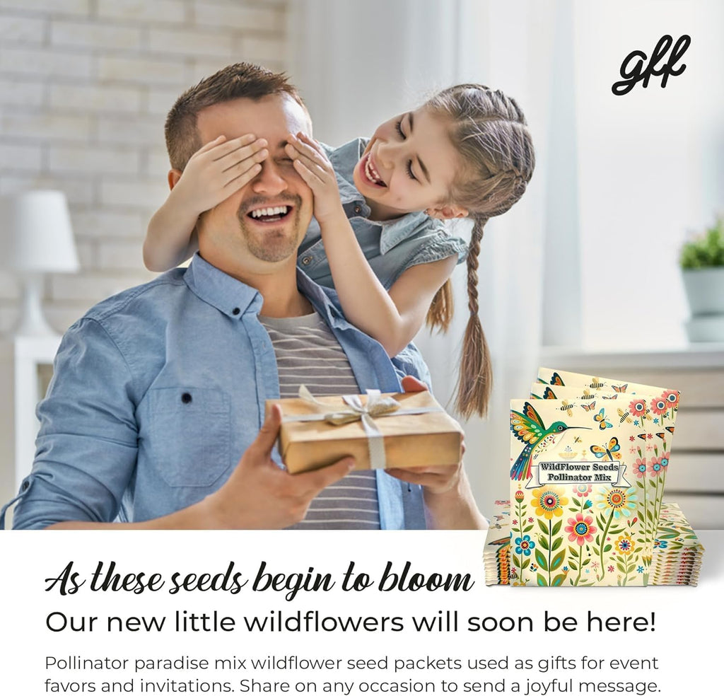 25 Wildflower Seed Packets - Pollinator Seed Mix for Guests - Thank You Gifts Party Favors - Gifts Wild Flower Throw