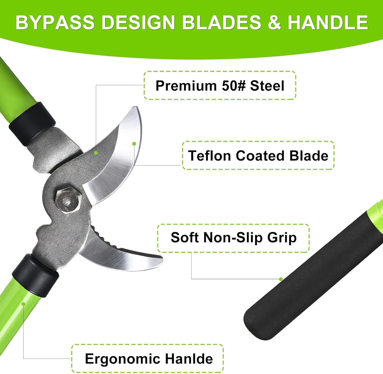 2Pcs Garden Shears Set, High Carbon Steel Pruning Loppers | Bypass Pruners for Tree Trimming, Lightweight Lawn Clippers