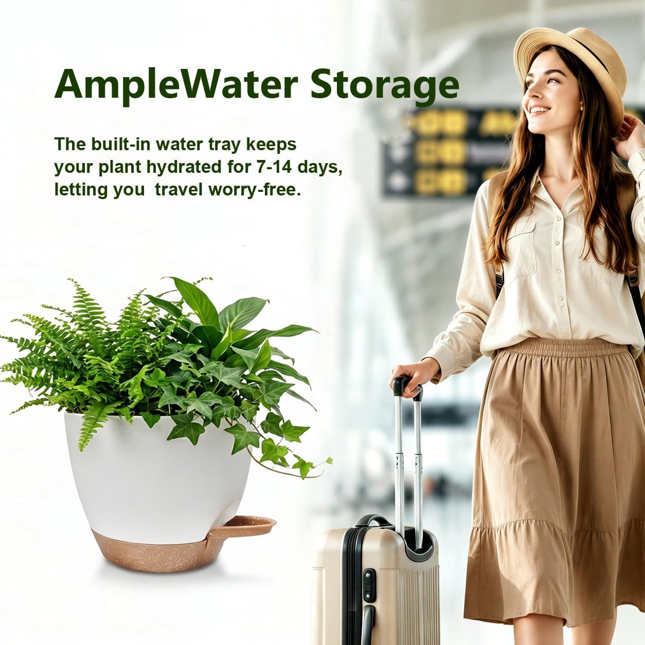 Plant Pots for Indoor 9/8/7/6.5/6/5 Inch, Self Watering Planter Pots with Drainage Holes and Saucers, 6Pcs Plastic