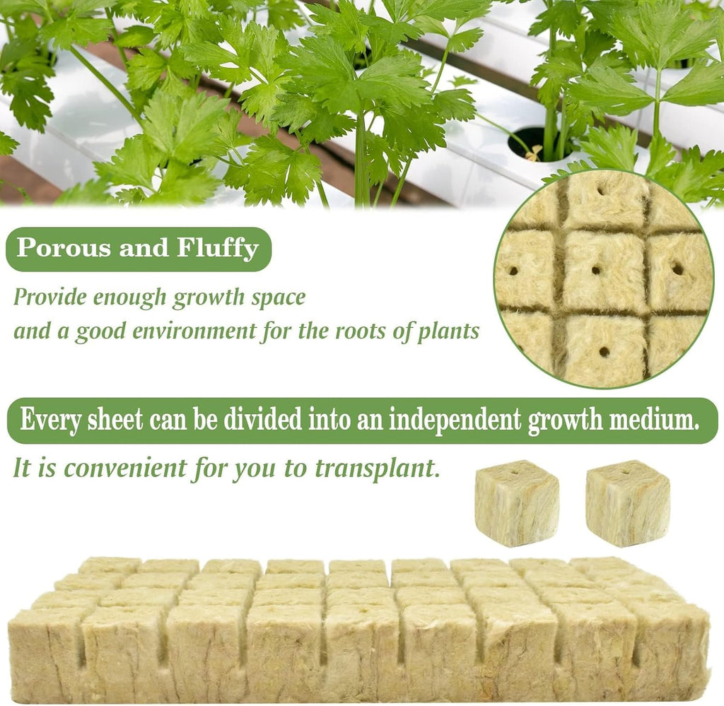 Halatool 1.2 in Rockwool Cubes for Hydroponics, 144 Plugs Seed Starter Cube | High Germination Rate for Vegetables &