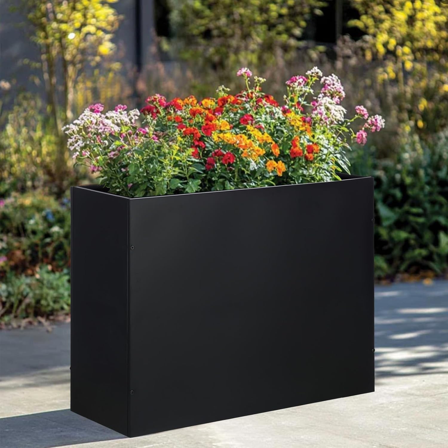 BAYN Large Metal Rectangular Garden Planter Box 32”x 12”x 24” | Modern Design, Weather-Resistant Coating, Heavy Duty