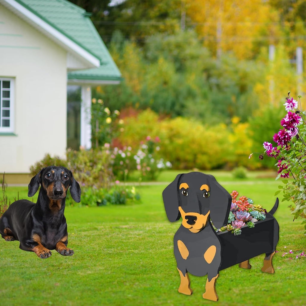 Dachshund Dog Planter Pots, Animal Shaped Flower Pot | Large Cute Plant Gift for Women and Pet Lovers, Indoor Outdoor