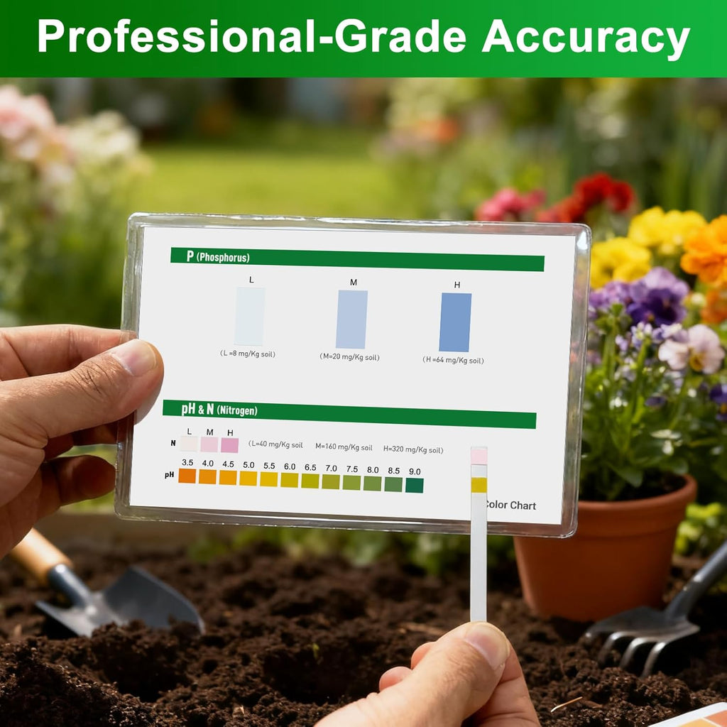 Soil Test Kit 4-in-1 for Lawns & Gardens – 40 Tests (pH, Nitrogen, Phosphorus, Potassium) – Easy Soil Testing Kit for