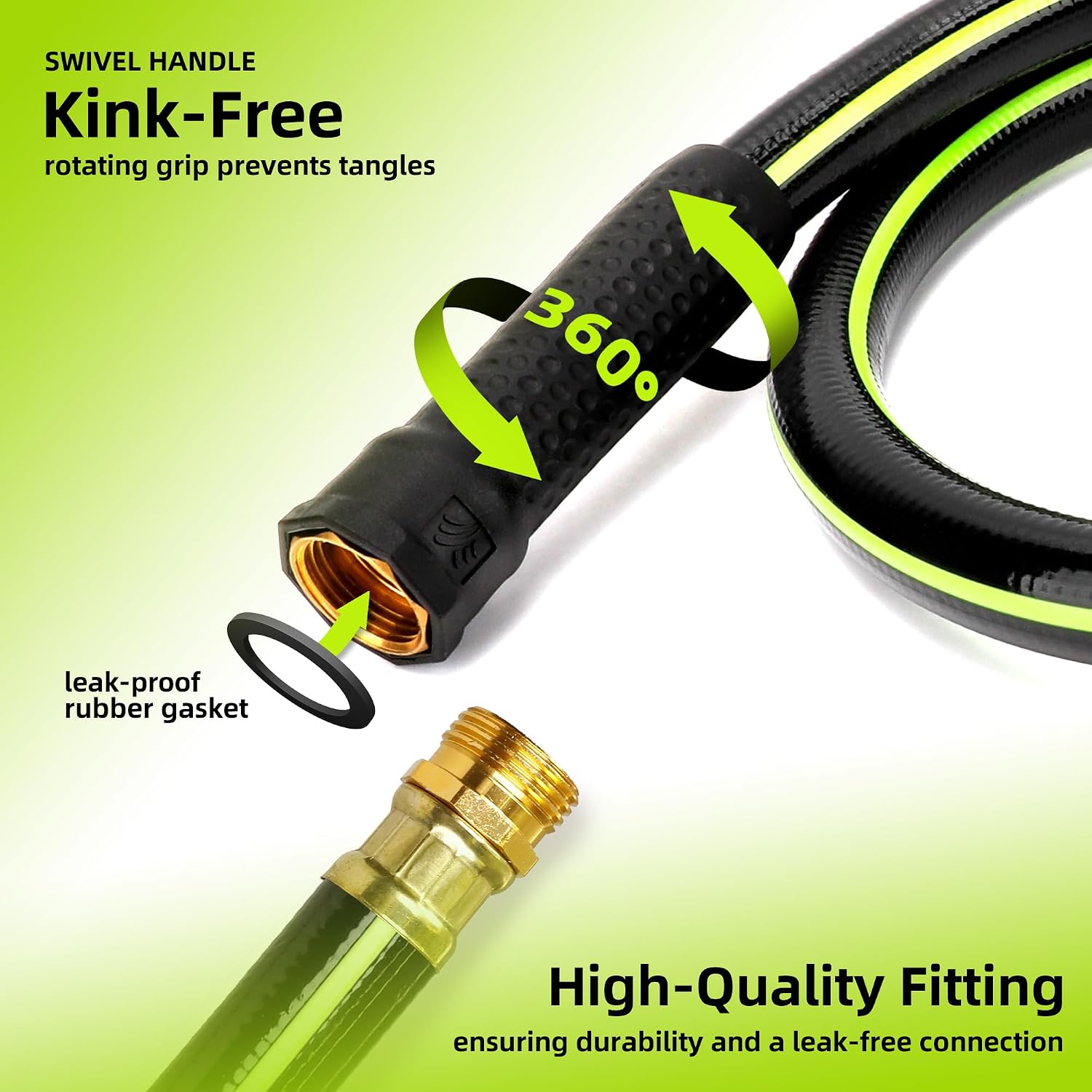 Worth Leader Long Garden Hose 5/8 in. x 50 ft. -No Kink, Flexible, Leakproof, Male to Female Fittings -Heavy Duty