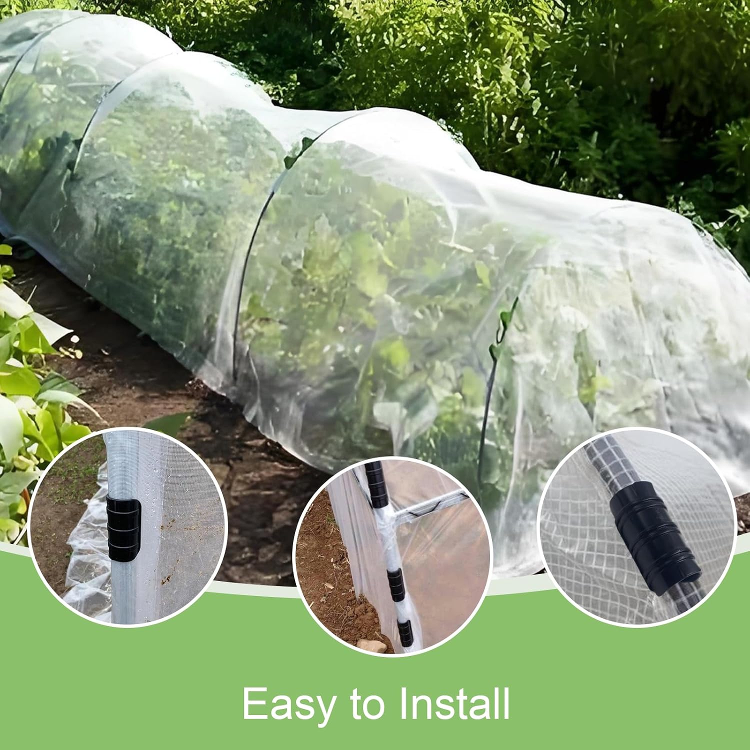 60PCS Greenhouse Clips, 1 Inch Greenhouse Clamps, Gardening and Farming Tube Clips, ABS Plastic Clamps for PVC Pipe
