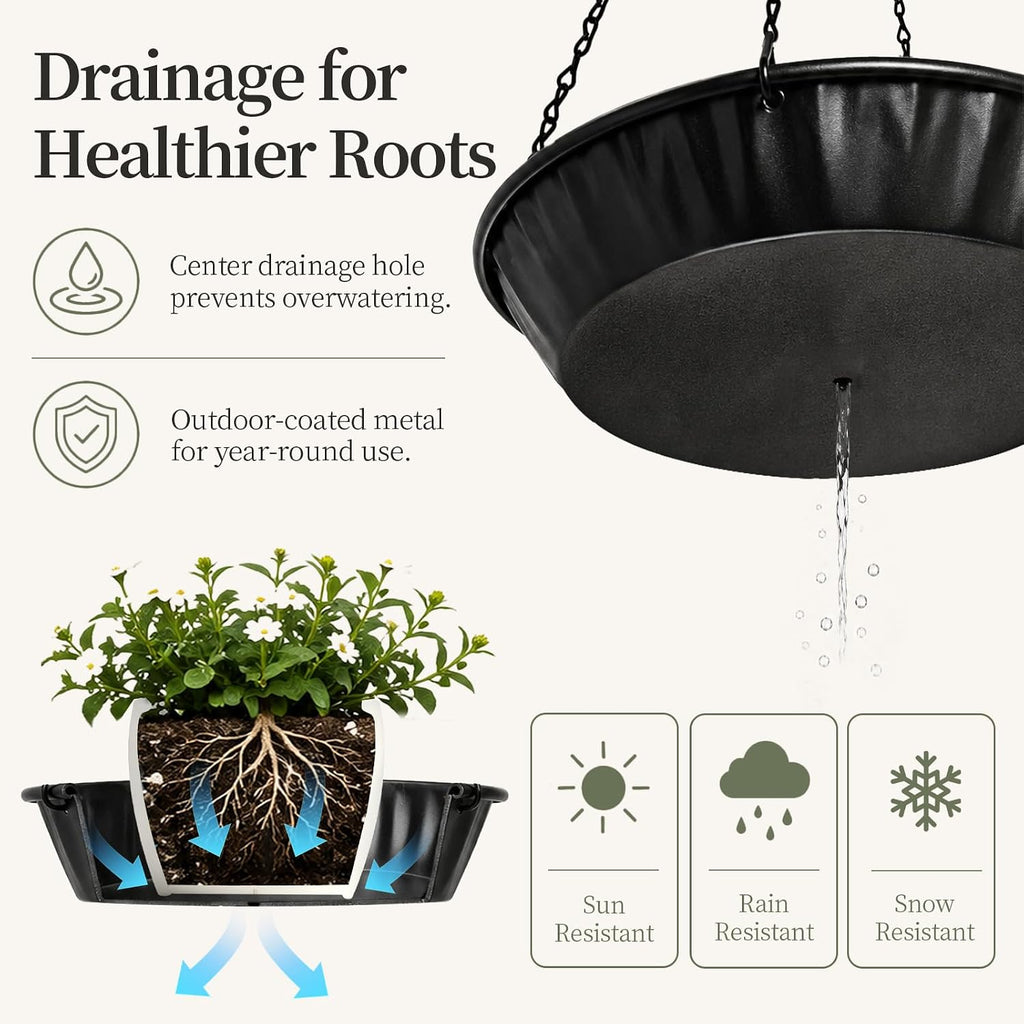 Plant Hanger Indoor Outdoor 4-Pack Metal Hanging Planter for Indoor Plants | Planter Inserts for Large Pots, Plant