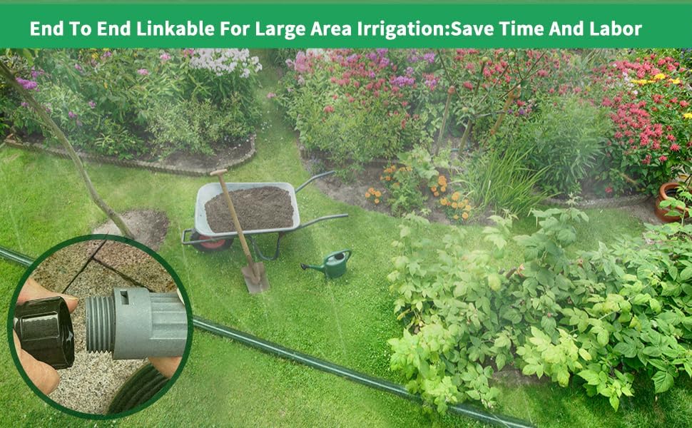 SECBULK 75 FT Flat Sprinkler Hose for Lawn Watering Garden Soaker Hose with Holes, Heavy Duty Lightweight No-Kink Water