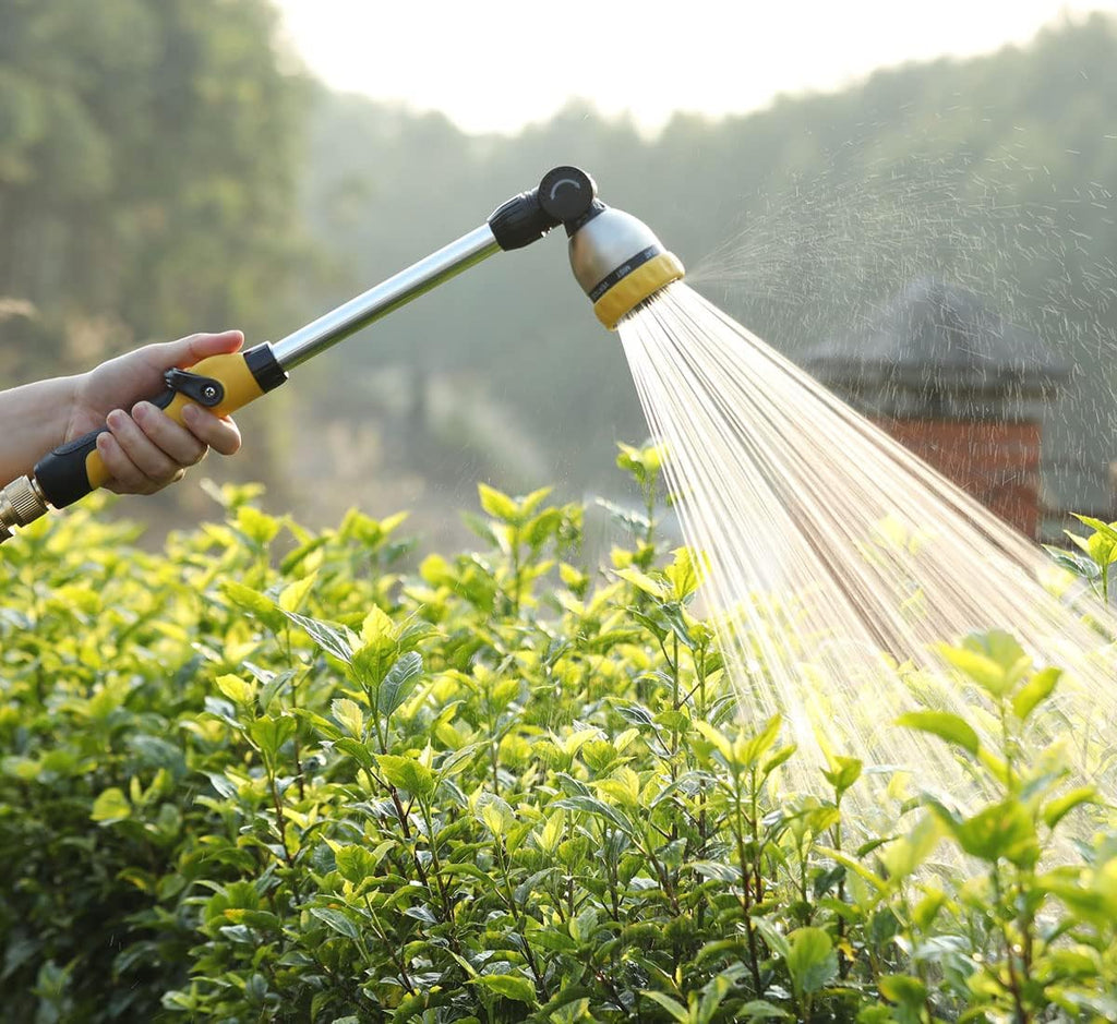 FANHAO 16 Inches Garden Watering Wand, 180° Rotating Head Hose Wand with Thumb Control Shut Off Valve 8 Patterns Heavy