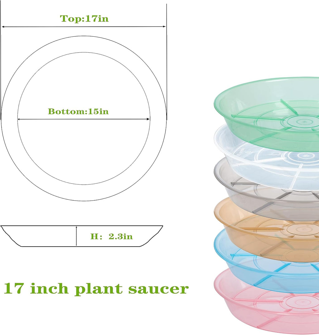 2 Pack Plant Saucer Drip Tray 17 inch, Large Heavy Sturdy Plastic Planter Flower Pot Saucers for Indoor Outdoor Garden