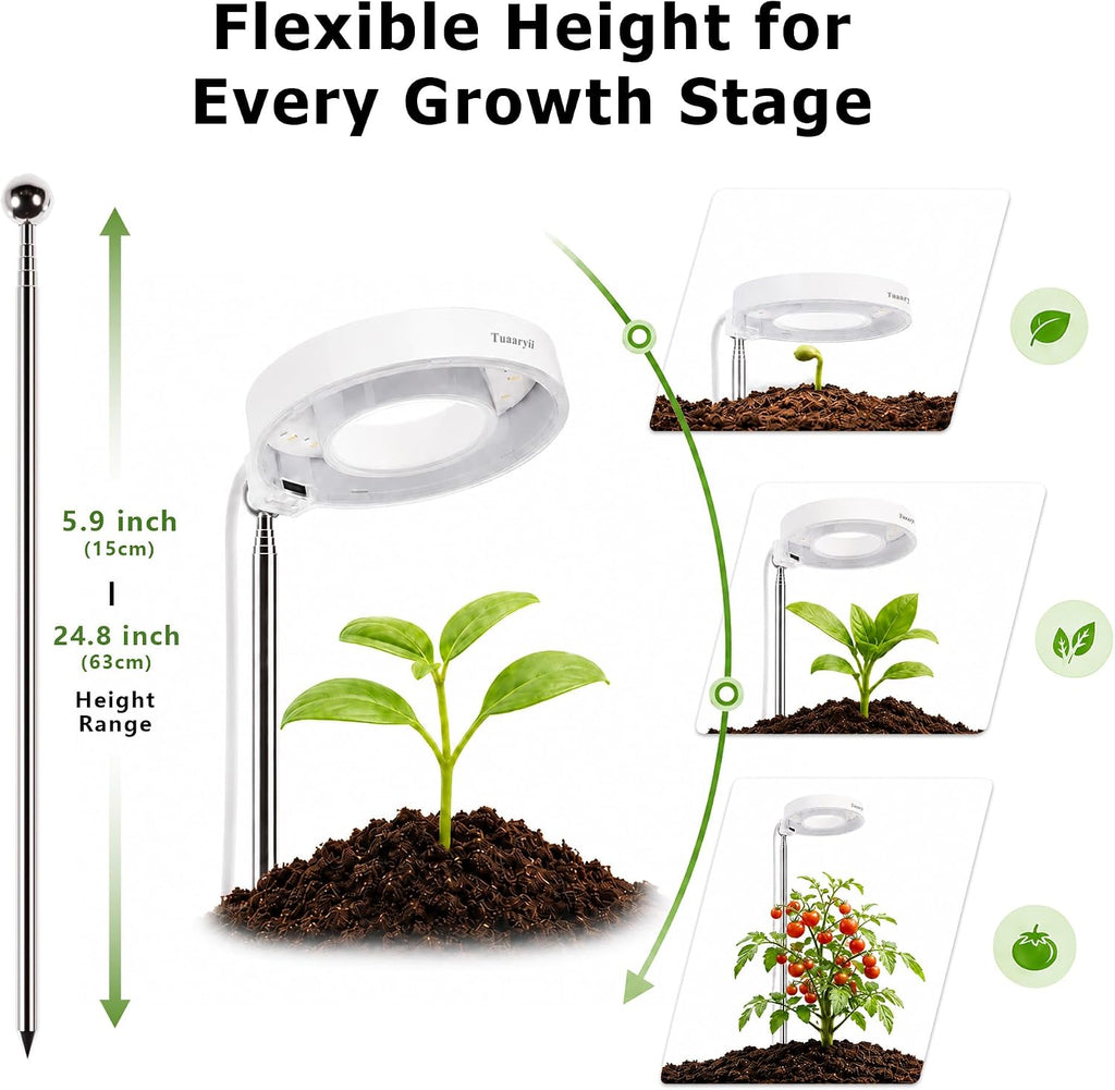 Tuaaryii Grow Lights for Indoor Plants - Plant Grow Lights Indoor, with 3/6/9 Auto On/Off Timer and 4-Level Brightness