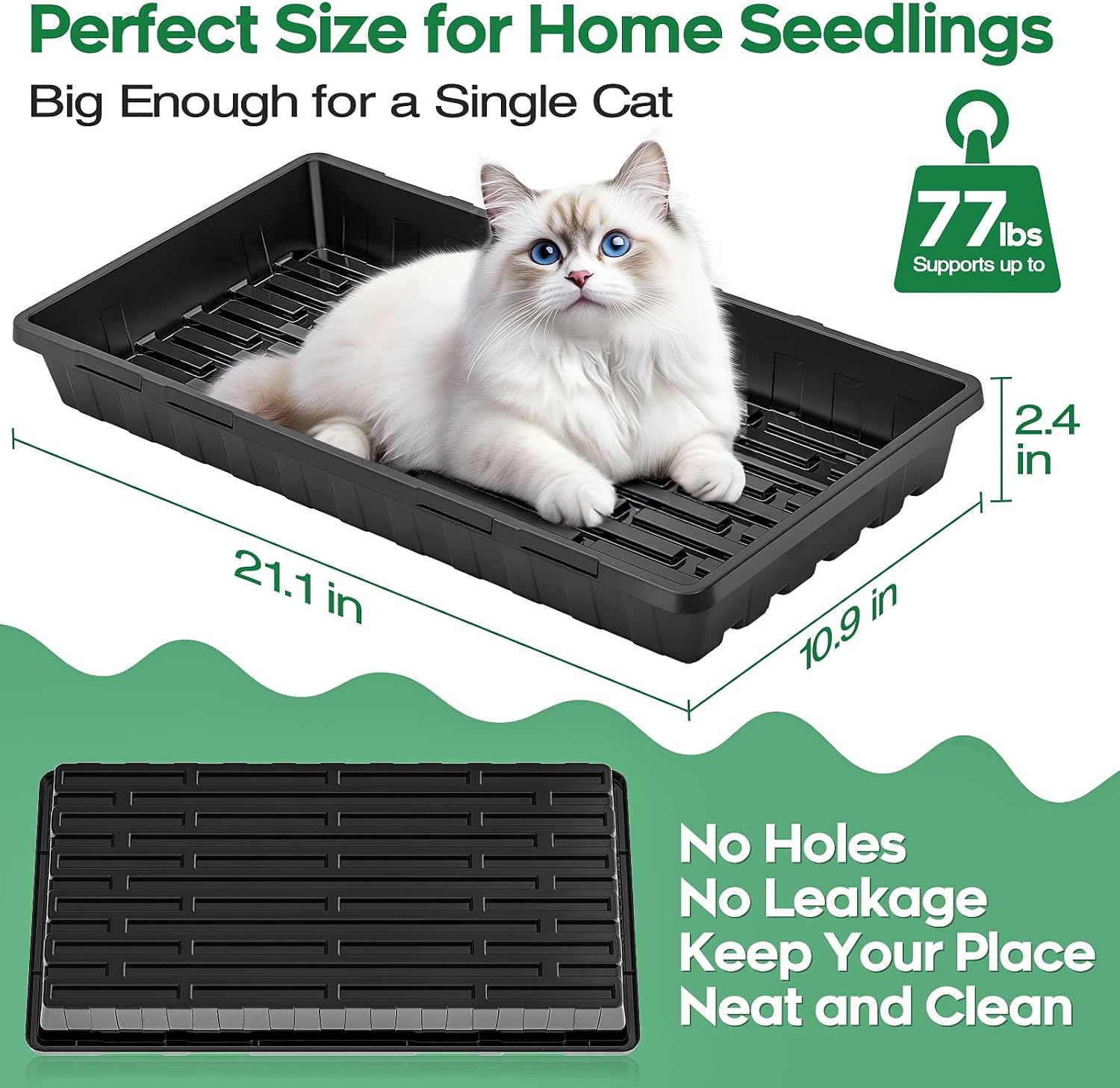 ZJP 20-Pack Heavy Duty 1020 Seed Starter Trays with 5" Humidity Domes, Thick Plant Propagation Trays with Clear Domes