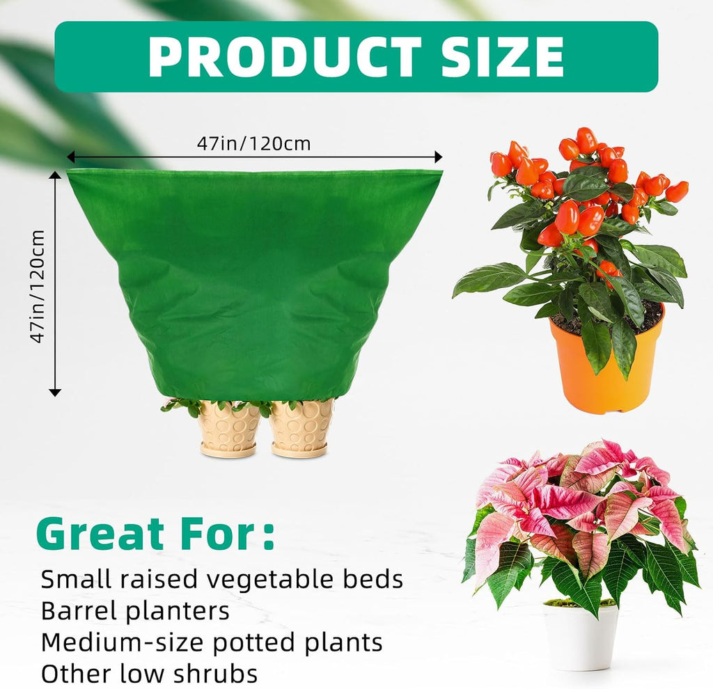 Zhengmy 9 Pcs 47.2 x 47.2 Inch Plant Covers Freeze Protection Winter Frost Cloth Reusable Plant Protector Blankets with