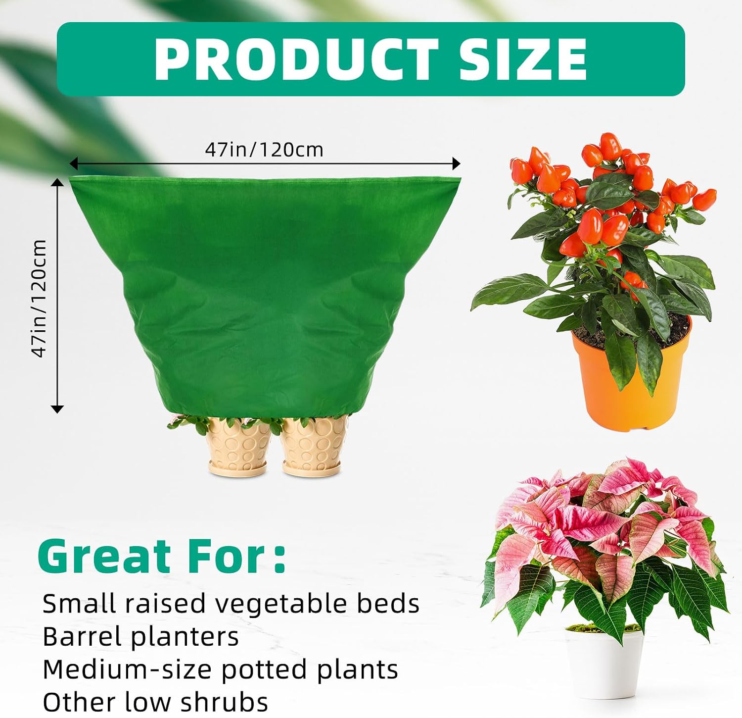 Zhengmy 9 Pcs 47.2 x 47.2 Inch Plant Covers Freeze Protection Winter Frost Cloth Reusable Plant Protector Blankets with