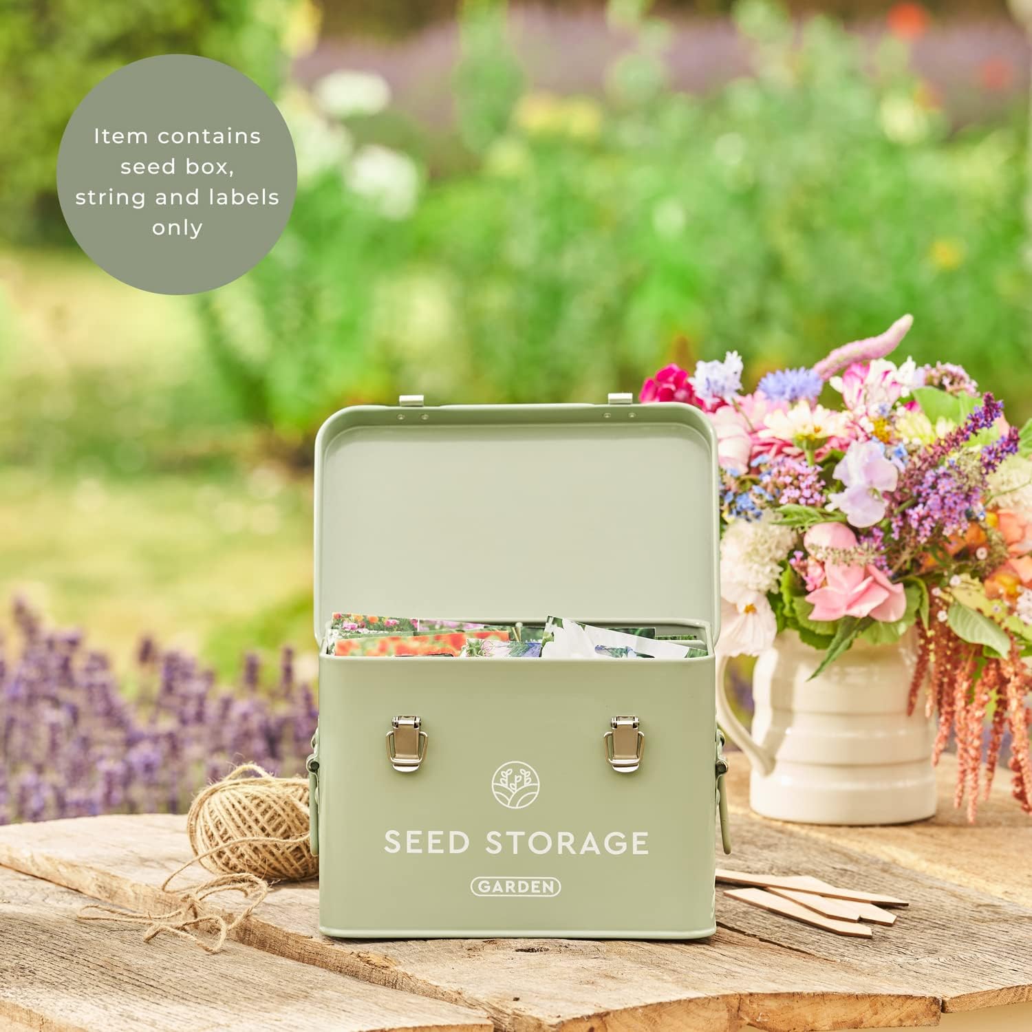Wildgoose Seed Storage Box - Metal Seed Packet Organizer with Labels | Seed keeper, holder and container for vegetable